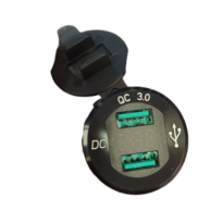 DIN29 Tvöfalt USB tengi QC með voltmæli